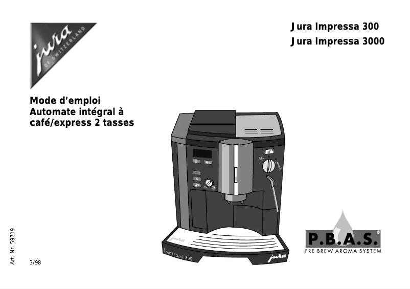 Page 1 of the manual User Manual Jura Impressa 3000