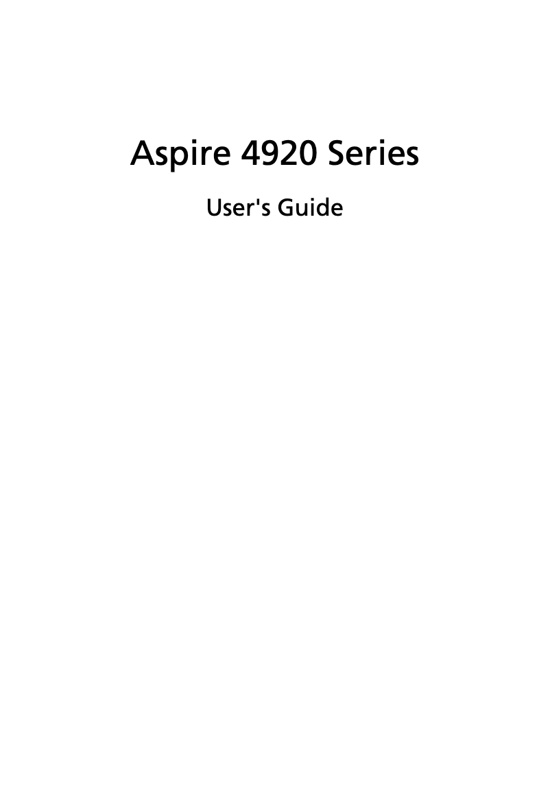 First page image of the manual for Aspire 4920G