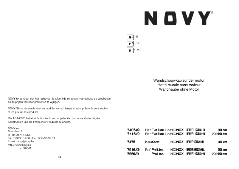 Page 1 of the manual User Manual Novy Flat'Line 7406