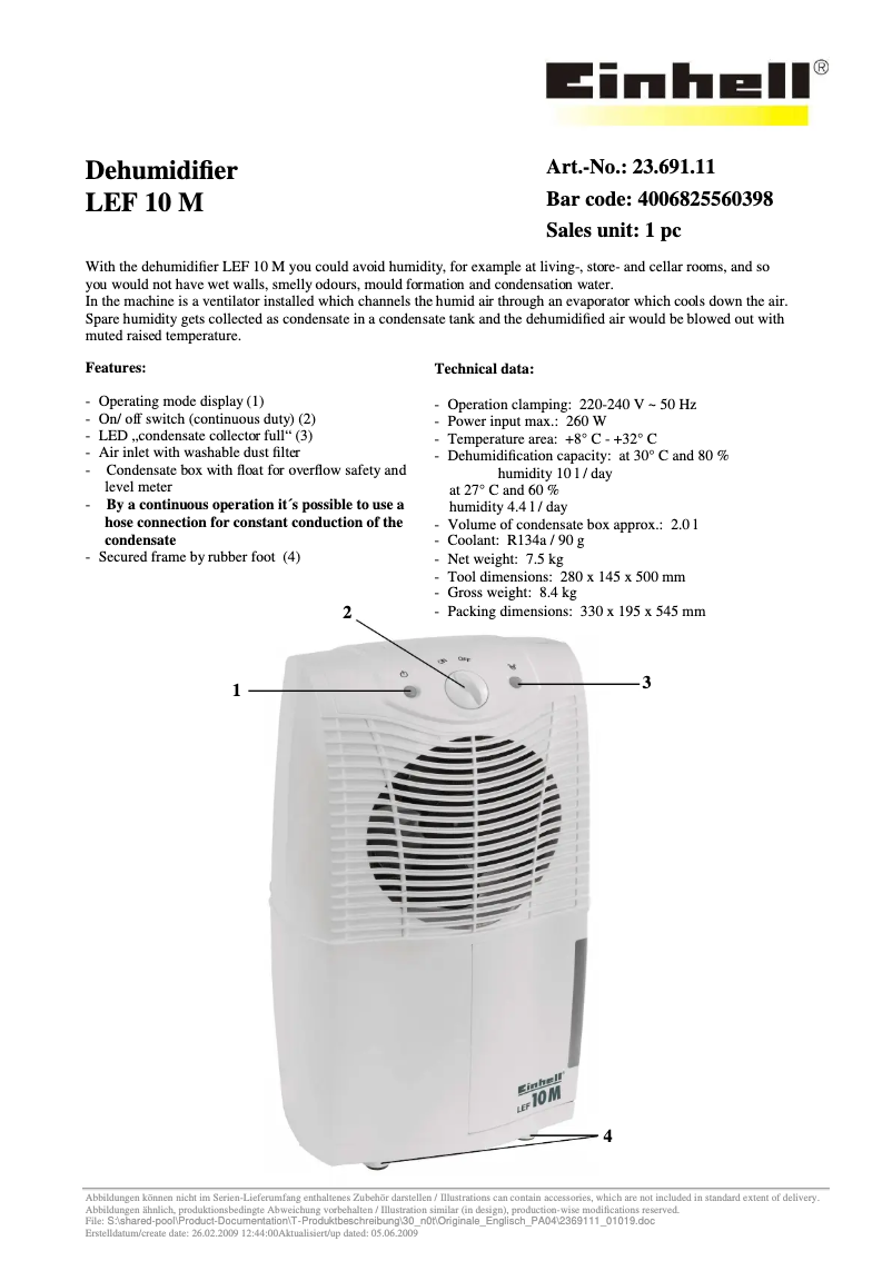 Page 1 of the manual User Manual Einhell LEF 10 M