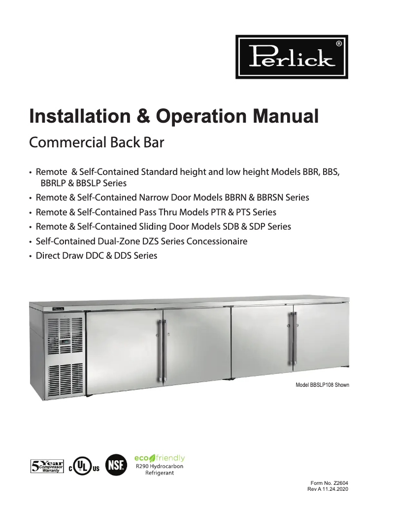 Page 1 of the manual User Manual Perlick HC48RS4
