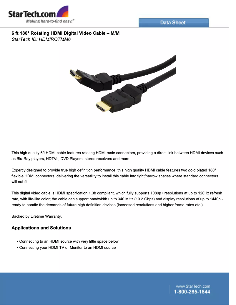 Page 1 of the manual User Manual StarTech.com HDMIROTMM6