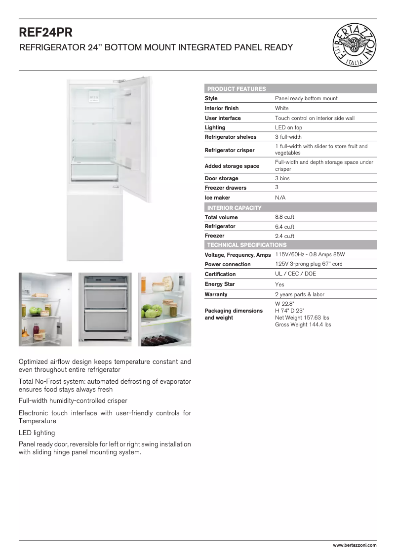 First page image of the manual for REF24PR