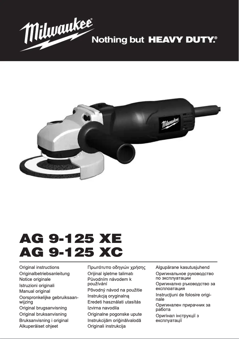 Page 1 of the manual User Manual Milwaukee AG 9-125 XE