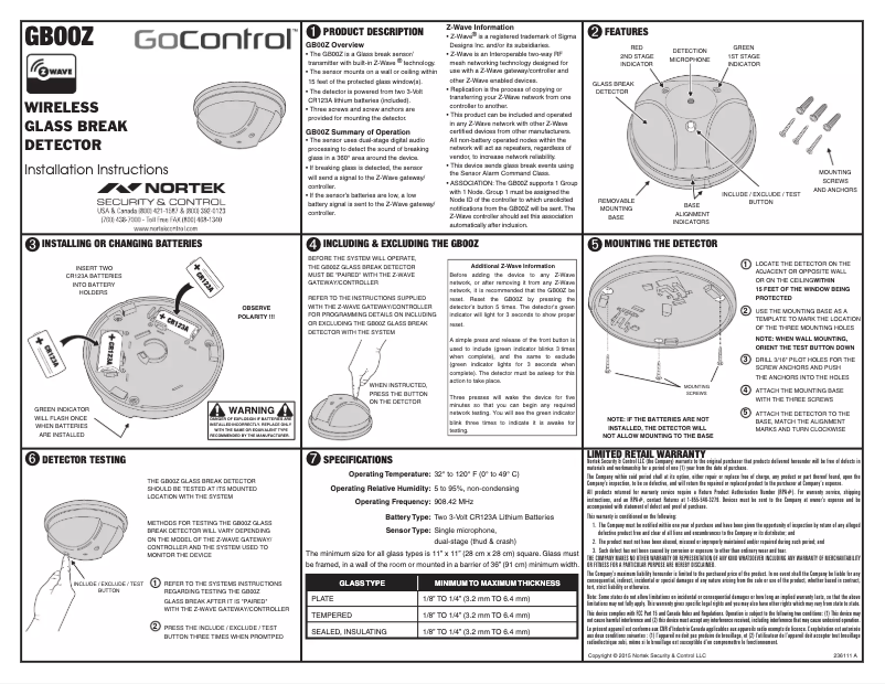 Page 1 of the manual User Manual Nortek GB00Z-2
