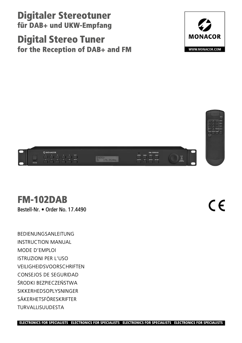 Page 1 of the manual User Manual Monacor FM-102DAB