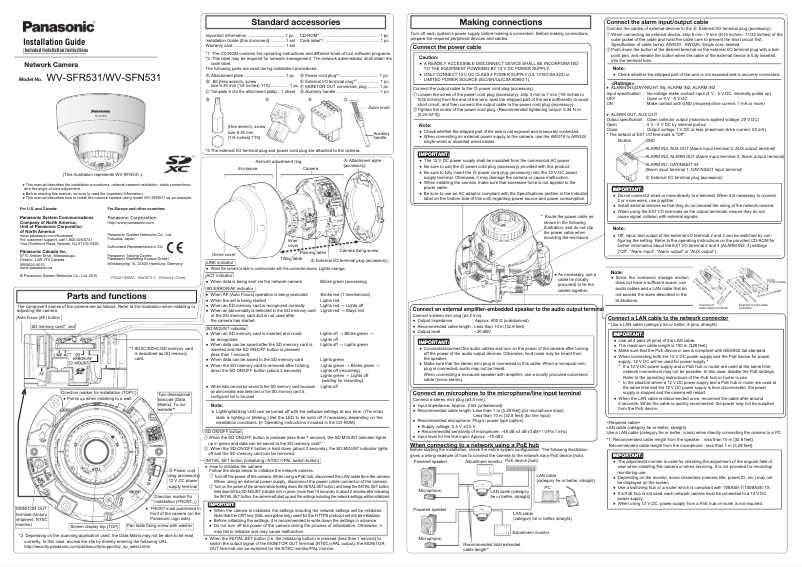 Page 1 of the manual User Manual Panasonic WV-SFR531