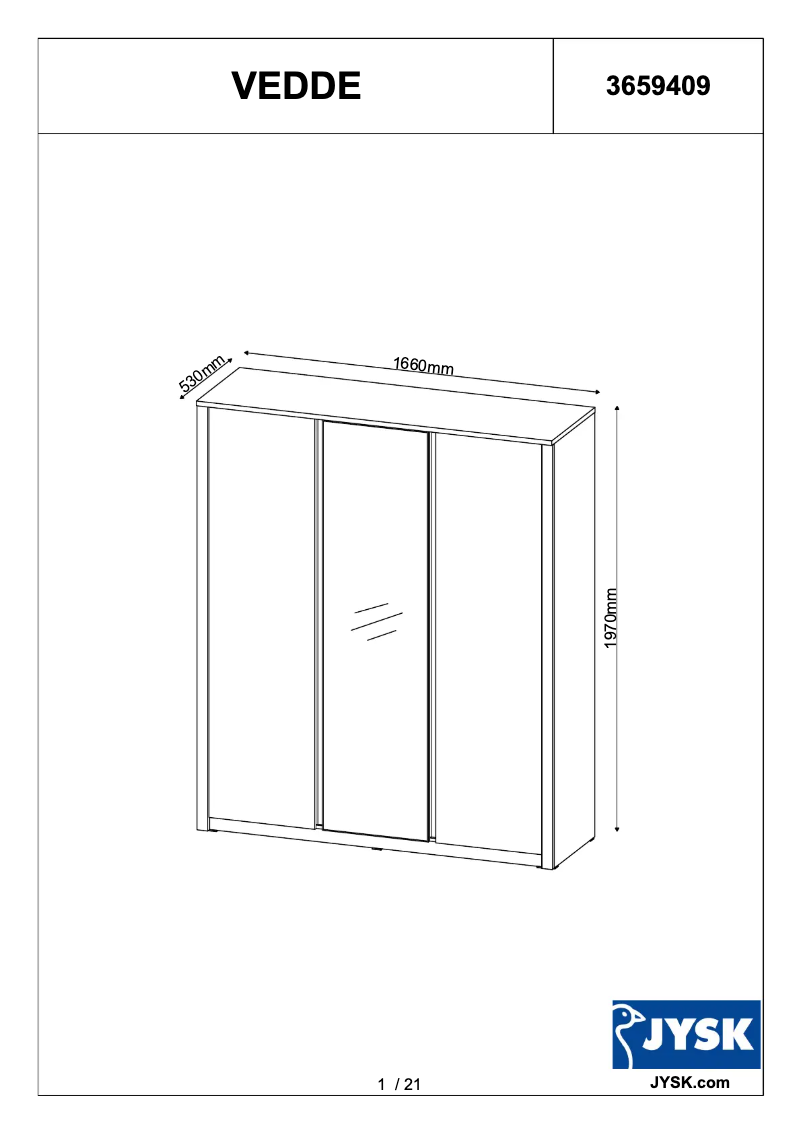 Page 1 of the manual User Manual JYSK Vedde (166x197x53)