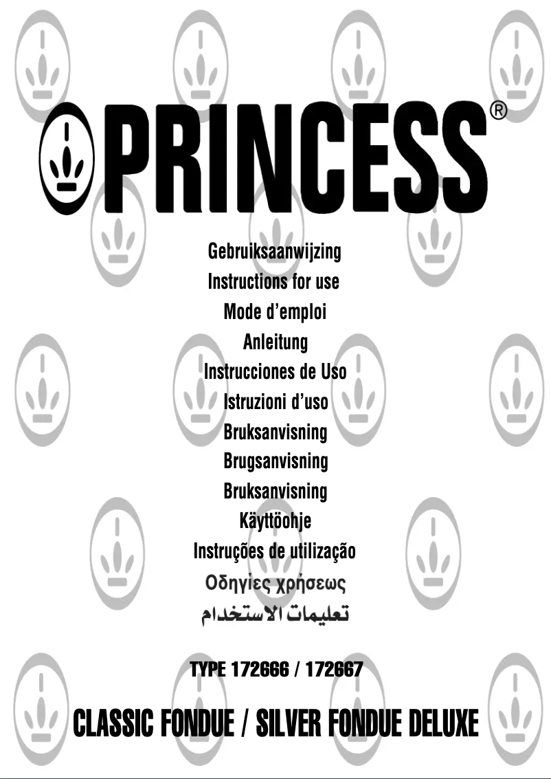 Page 1 of the manual User Manual Princess Classic Fondue 172666