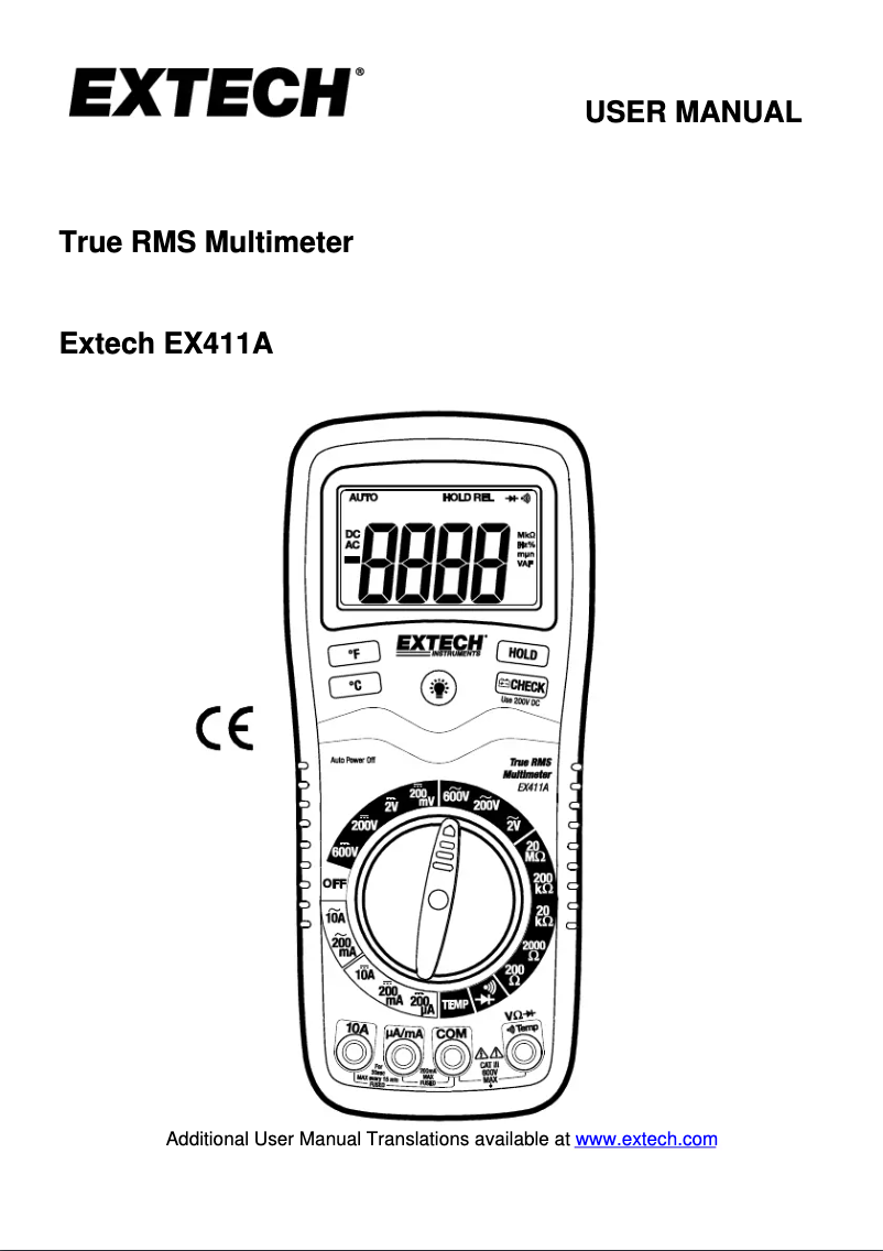 First page image of the manual for EX411A