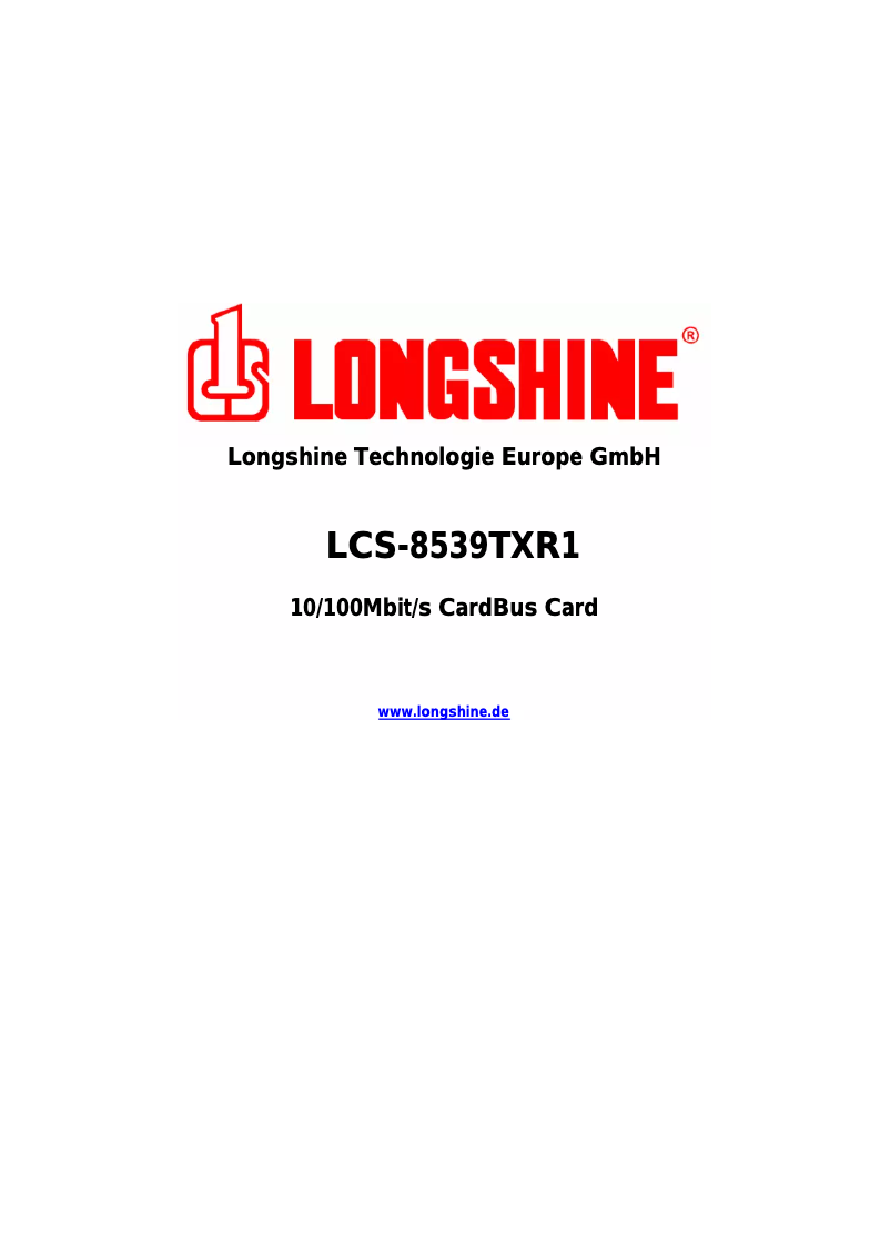 Page 1 of the manual User Manual Longshine LCS-8539TXR1