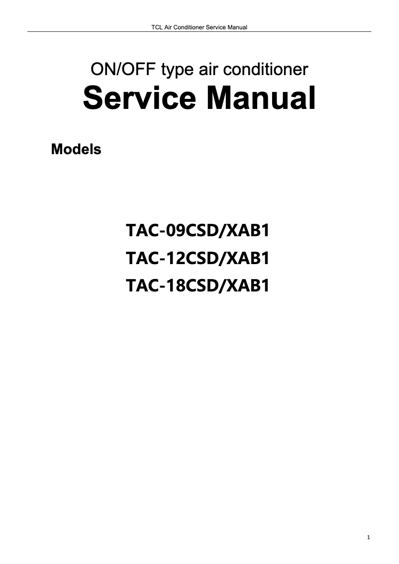 First page image of the manual for TAC-12CSD/XAC1