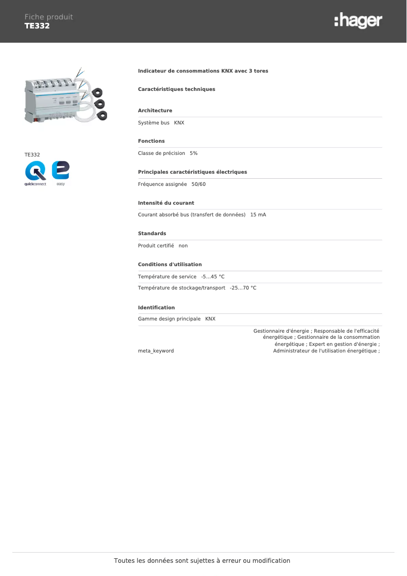 First page image of the manual for TE332