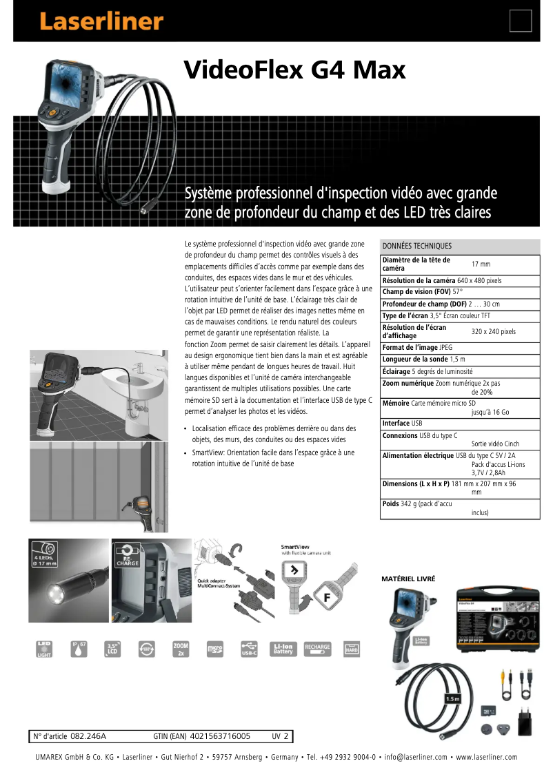 First page image of the manual for VideoFlex G4 Max