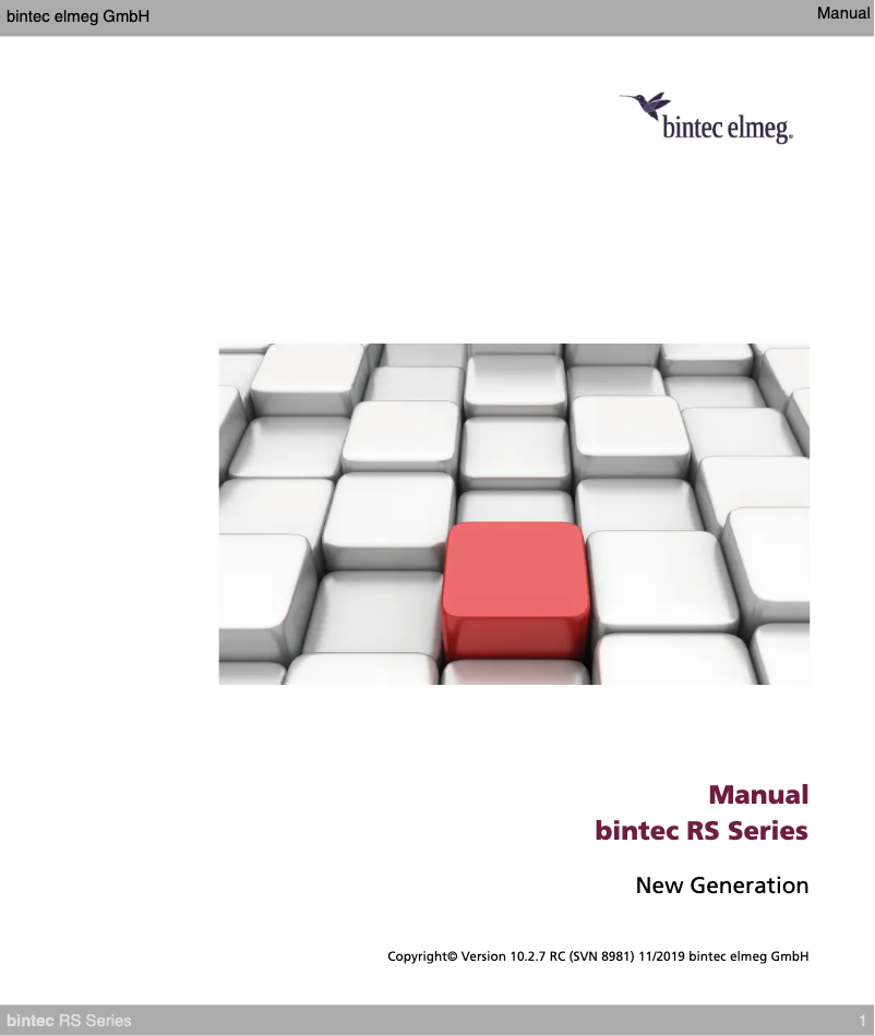 Page 1 of the manual User Manual Bintec-elmeg RS123