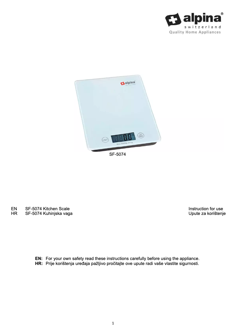 Page 1 of the manual User Manual Alpina SF-5074