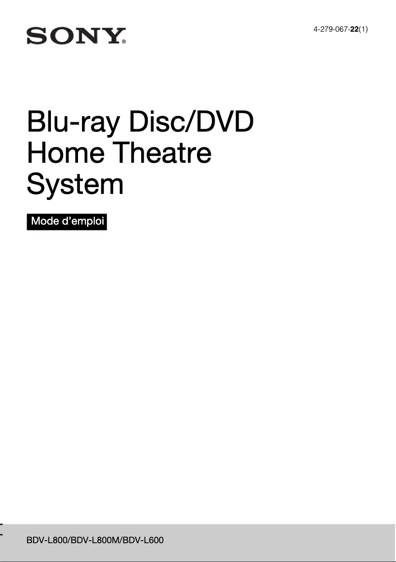 Page 1 of the manual User Manual Sony BDV-L800