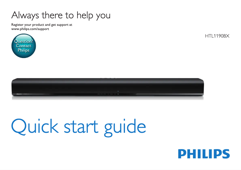 Page 1 of the manual Quick Start Guide Philips HTL1190BX