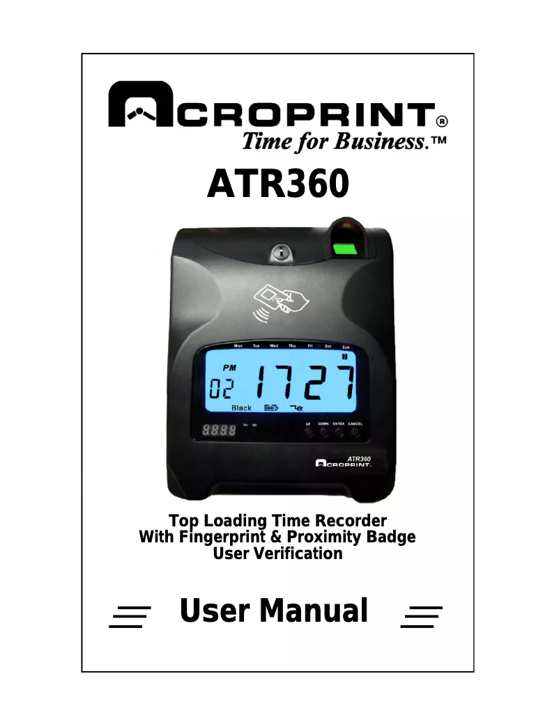 First page image of the manual for ATR360