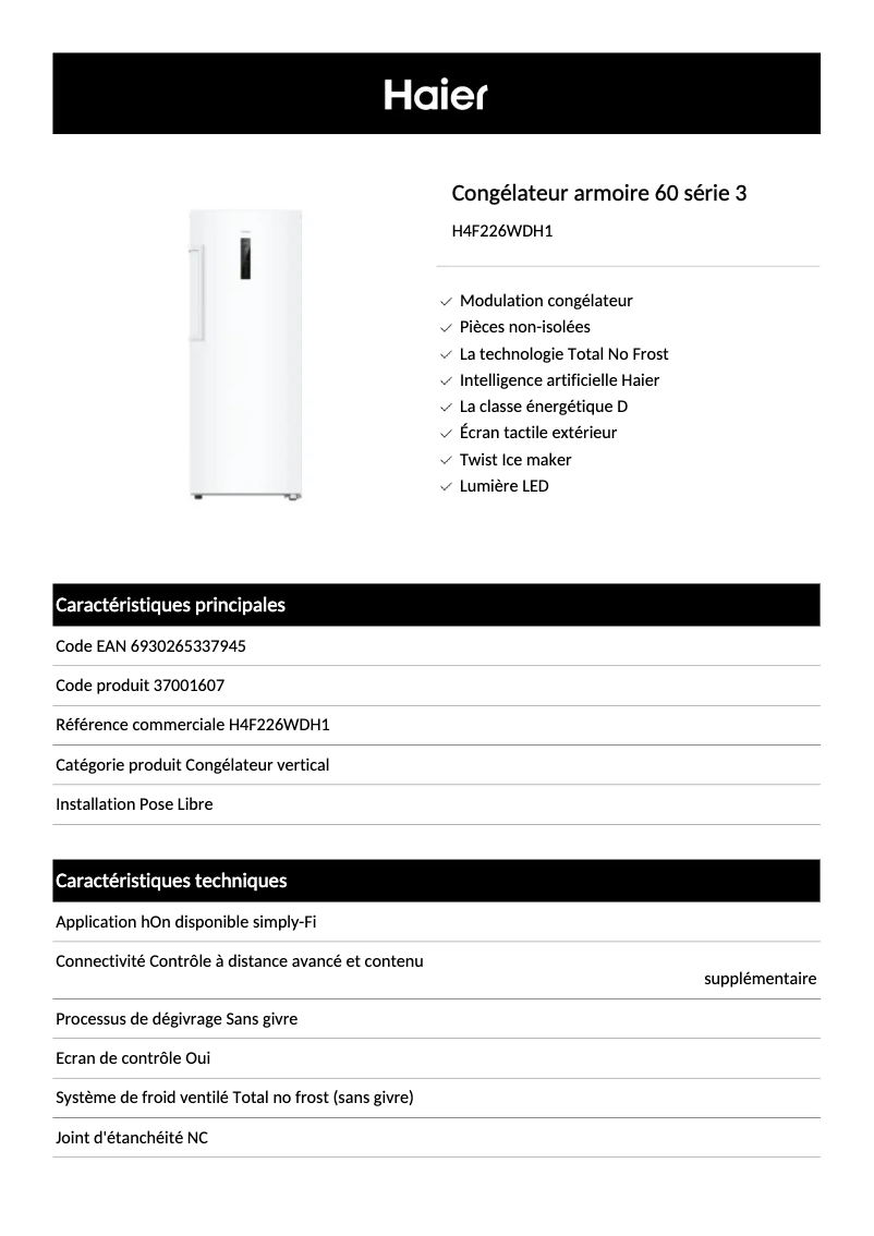 First page image of the manual for H4F226WDH1