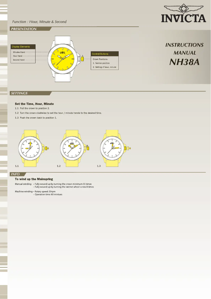 Page 1 de la notice Manuel utilisateur Invicta Pro Diver 13713