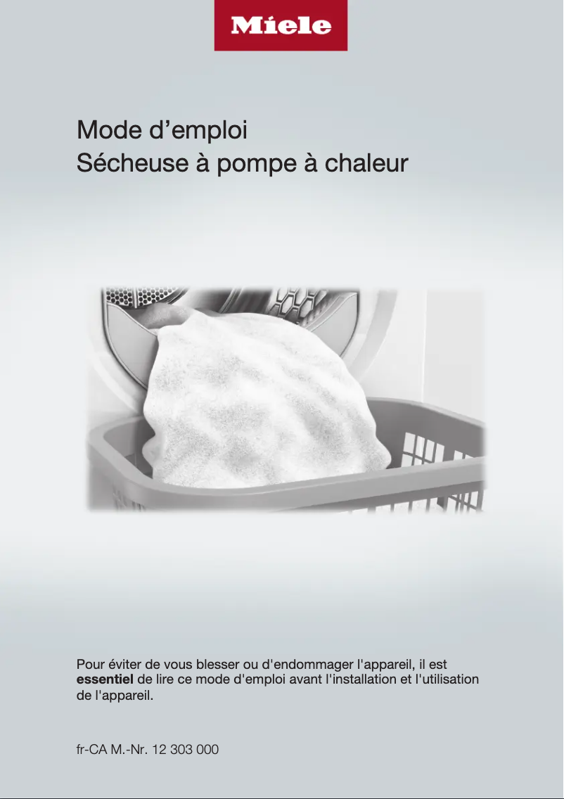 Page 1 of the manual User Manual Miele TXD 160 WP T1