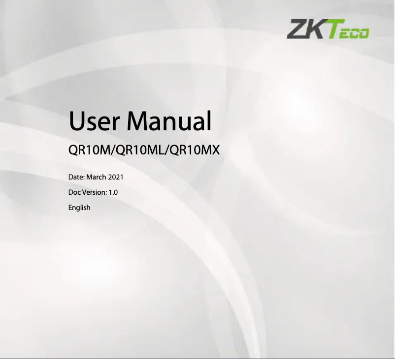 First page image of the manual for QR10ML