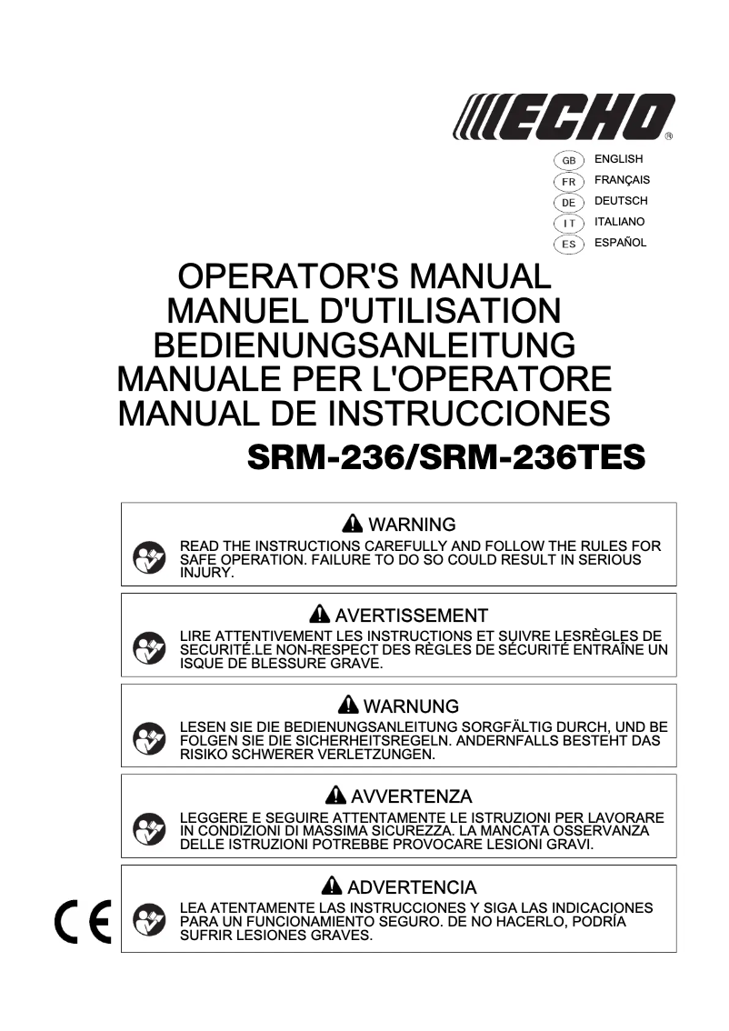 First page image of the manual for SRM-236TES