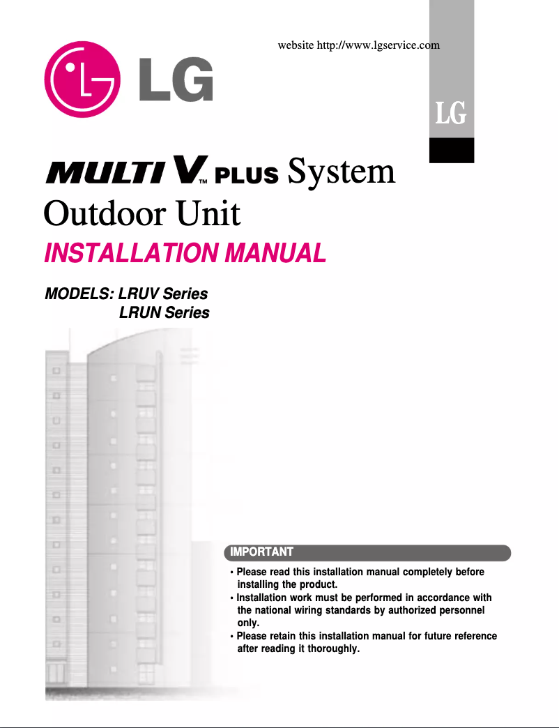 First page image of the manual for LRUN1208T0