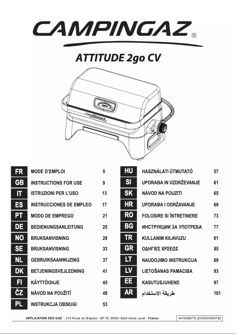 Page 1 of the manual User Manual Campingaz Attitude 2GO CV