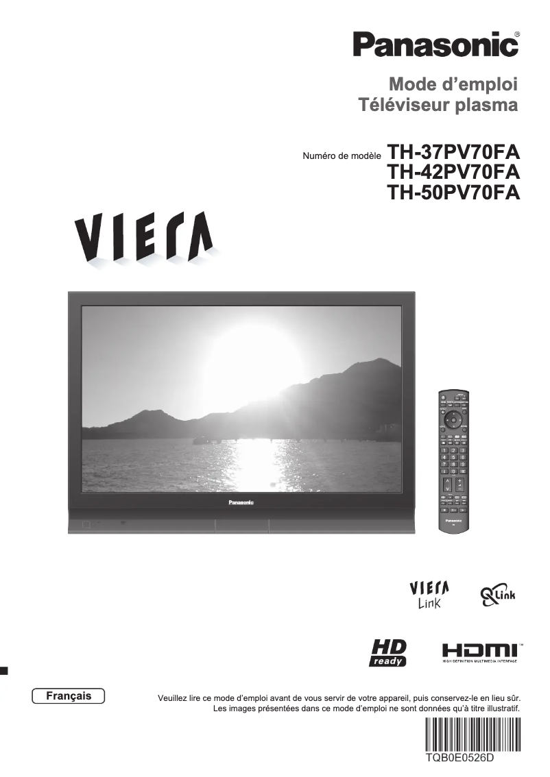 First page image of the manual for Viera TH-37PV70FA