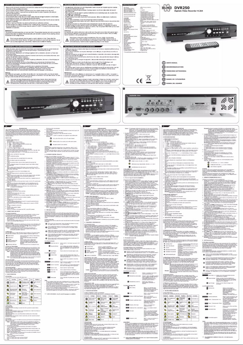 Page 1 of the manual User Manual Elro DVR250