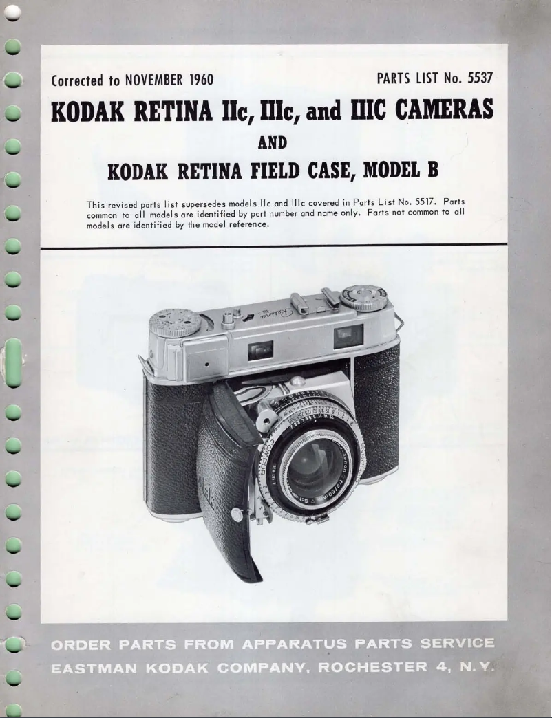 First page image of the manual for Retina III C
