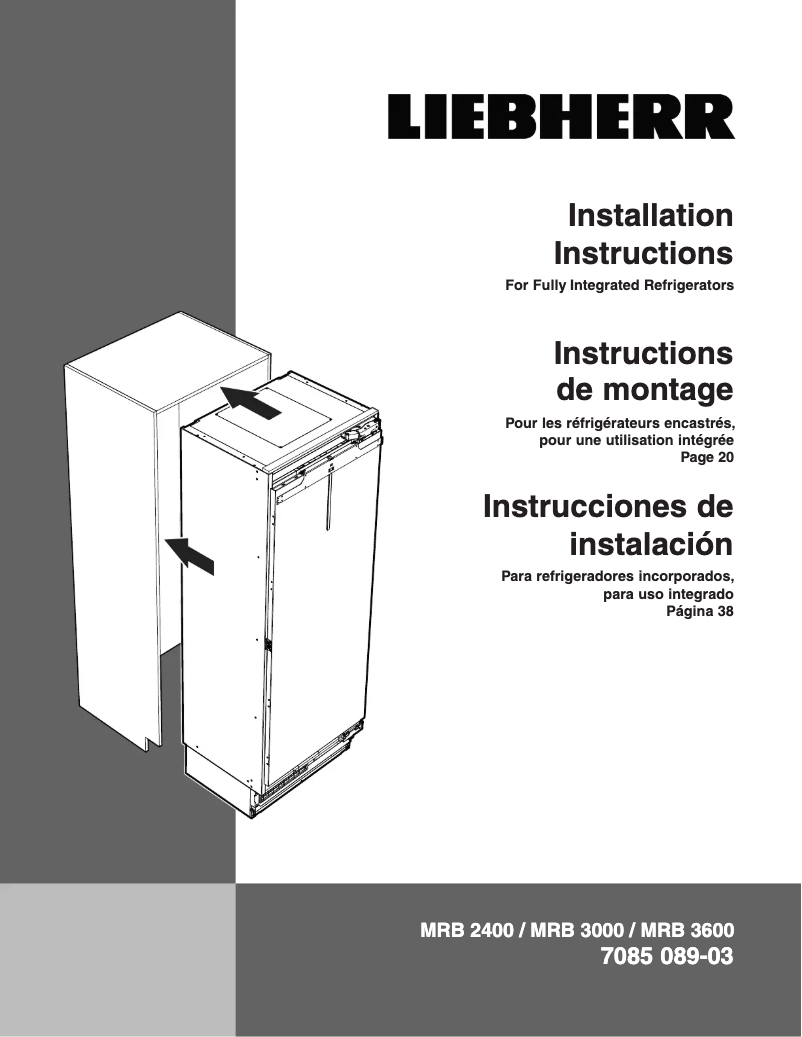 Page 1 of the manual Instructions / Assembly Liebherr Monolith MRB 3600