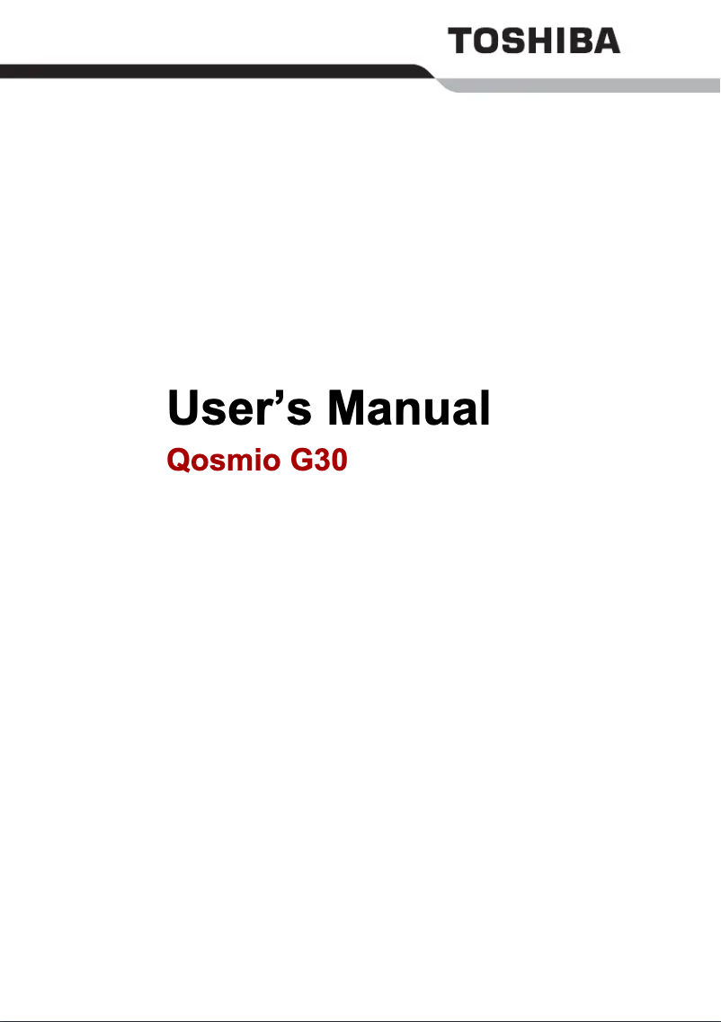 Page 1 of the manual User Manual Toshiba Qosmio G30