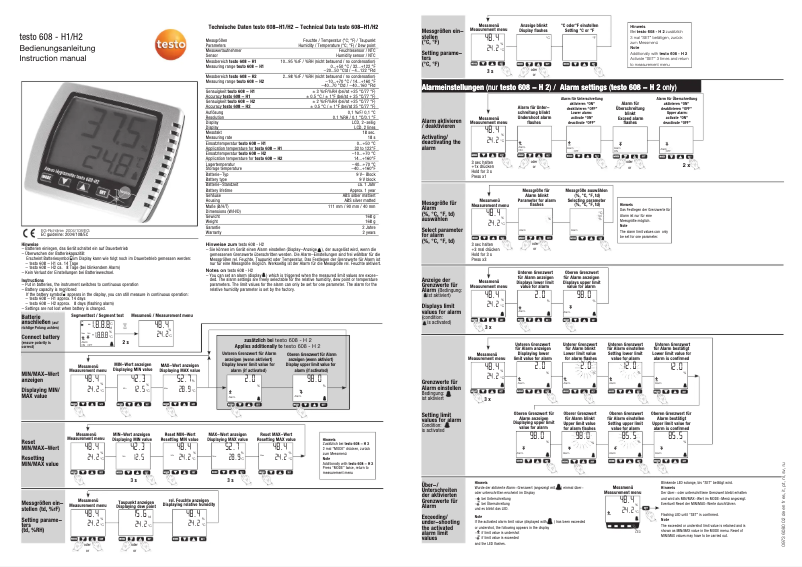 Page 1 of the manual User Manual Testo 608-H1