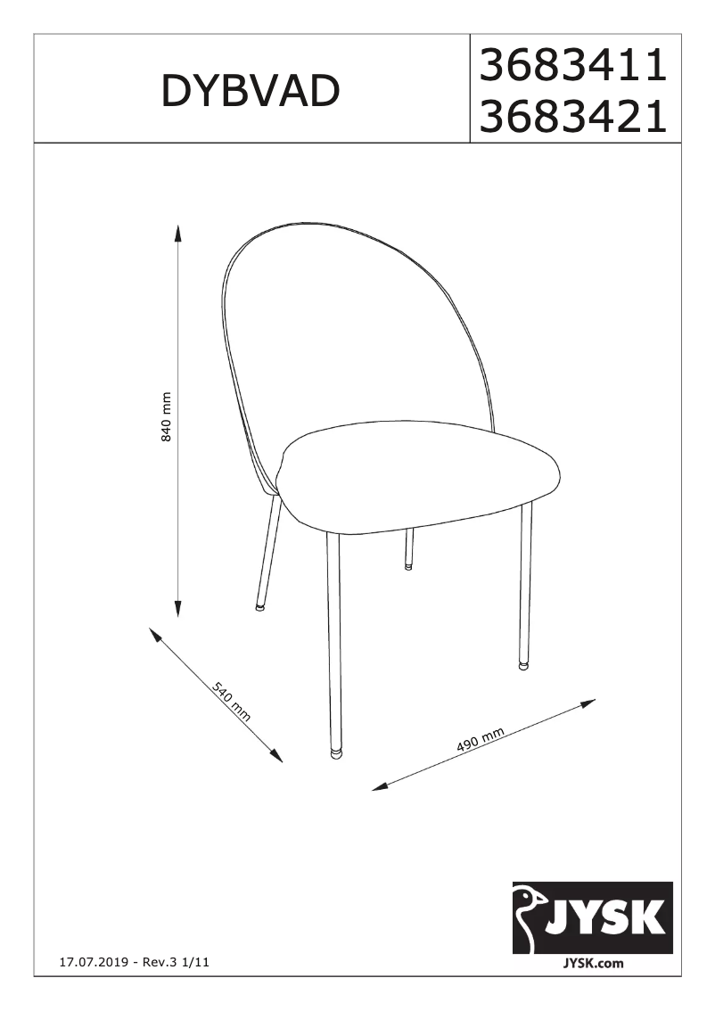 First page image of the manual for Dybvad