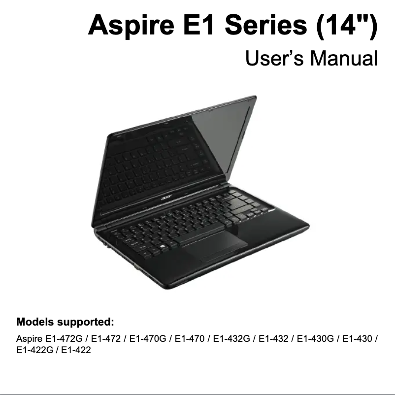First page image of the manual for Aspire E1 430