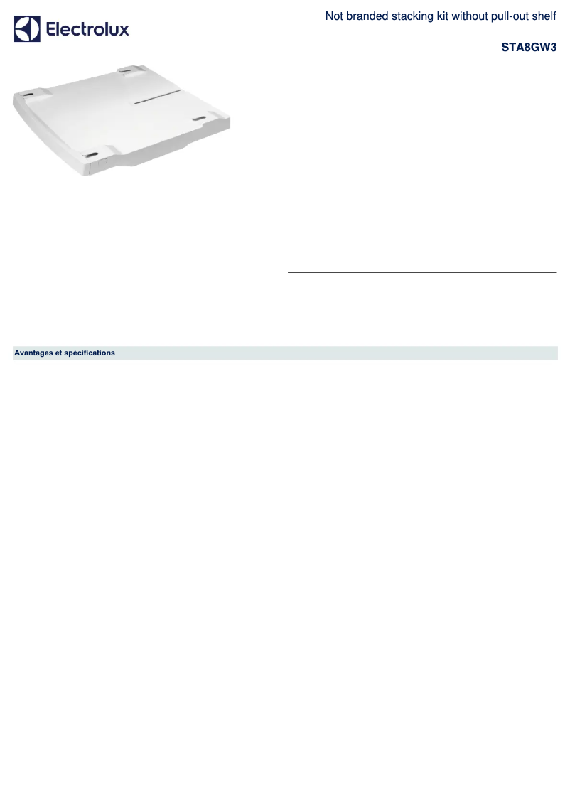Page 1 of the manual Technical Sheet AEG STA8GW3