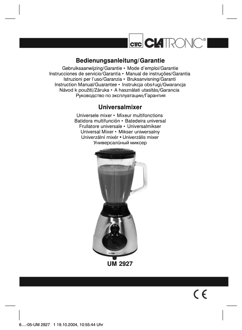 Page 1 of the manual User Manual Clatronic UM 2927