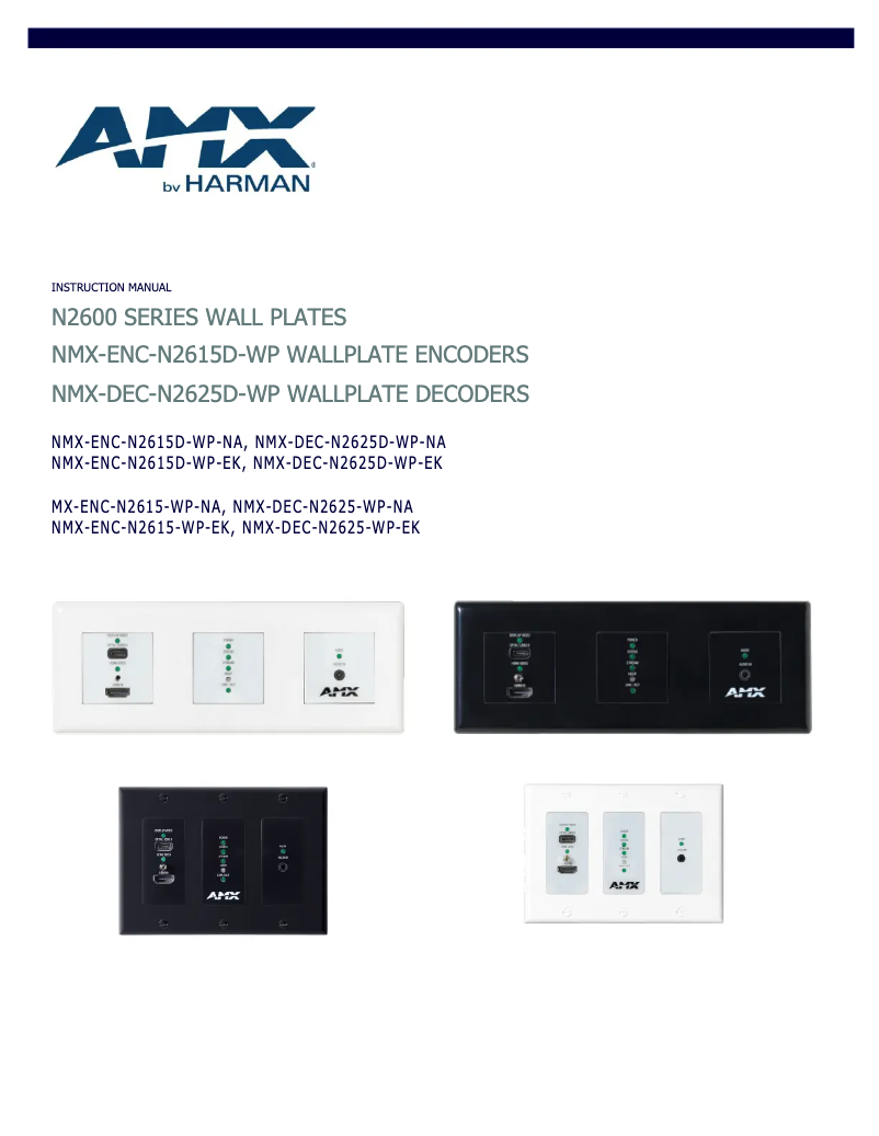 First page image of the manual for NMX-ENC-N2615-WP