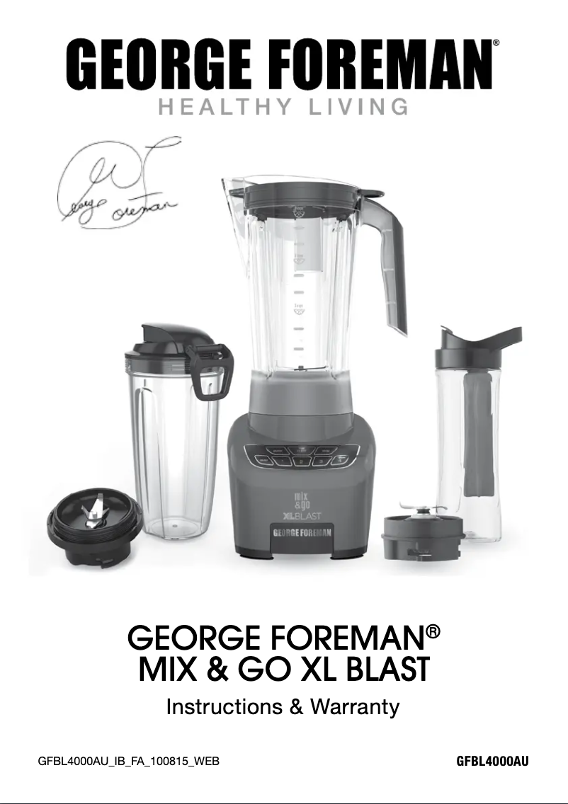 Page 1 of the manual User Manual George Foreman GFBL4000AU