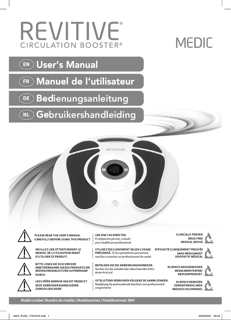 Page 1 of the manual User Manual Revitive Advanced RMV