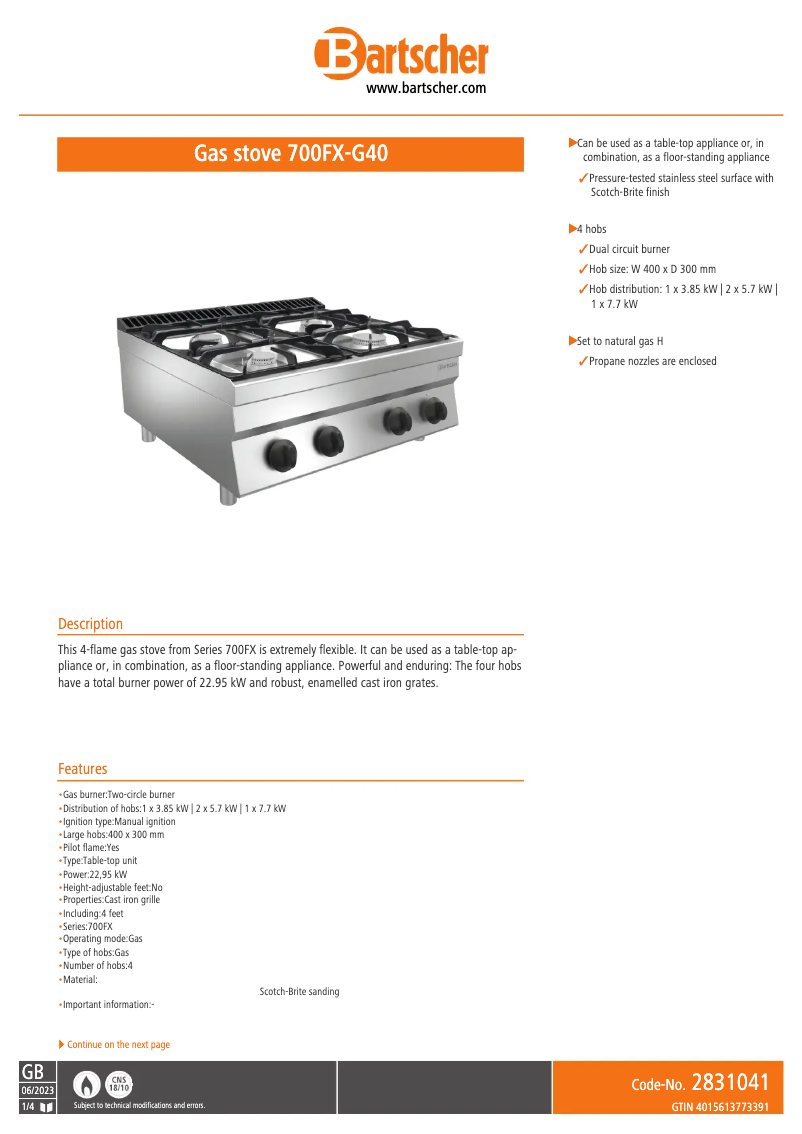 First page image of the manual for 700FX-G40