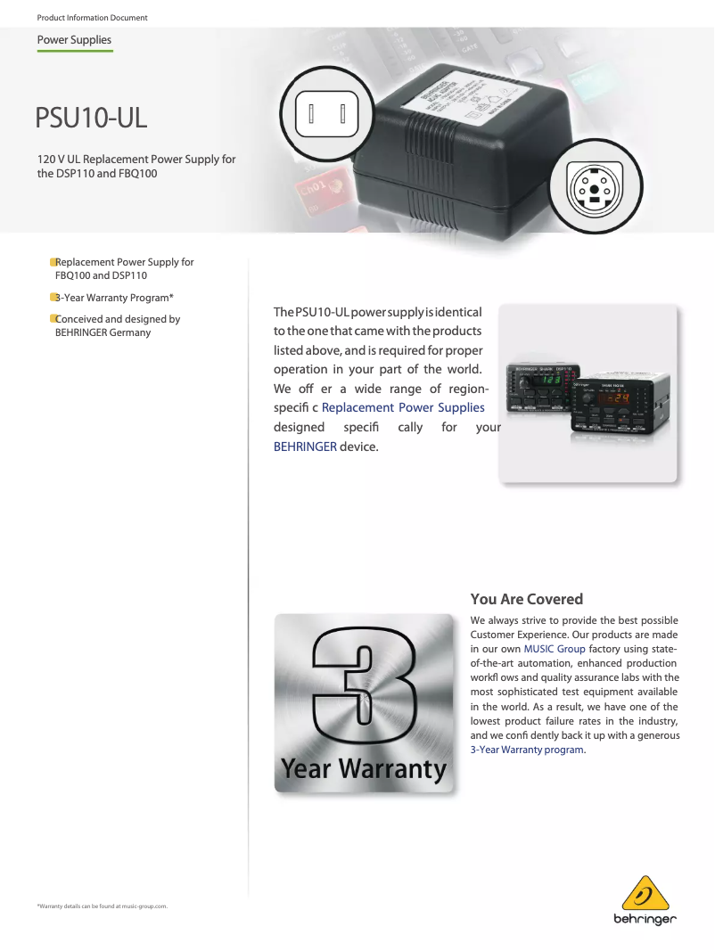 First page image of the manual for PSU10-UL