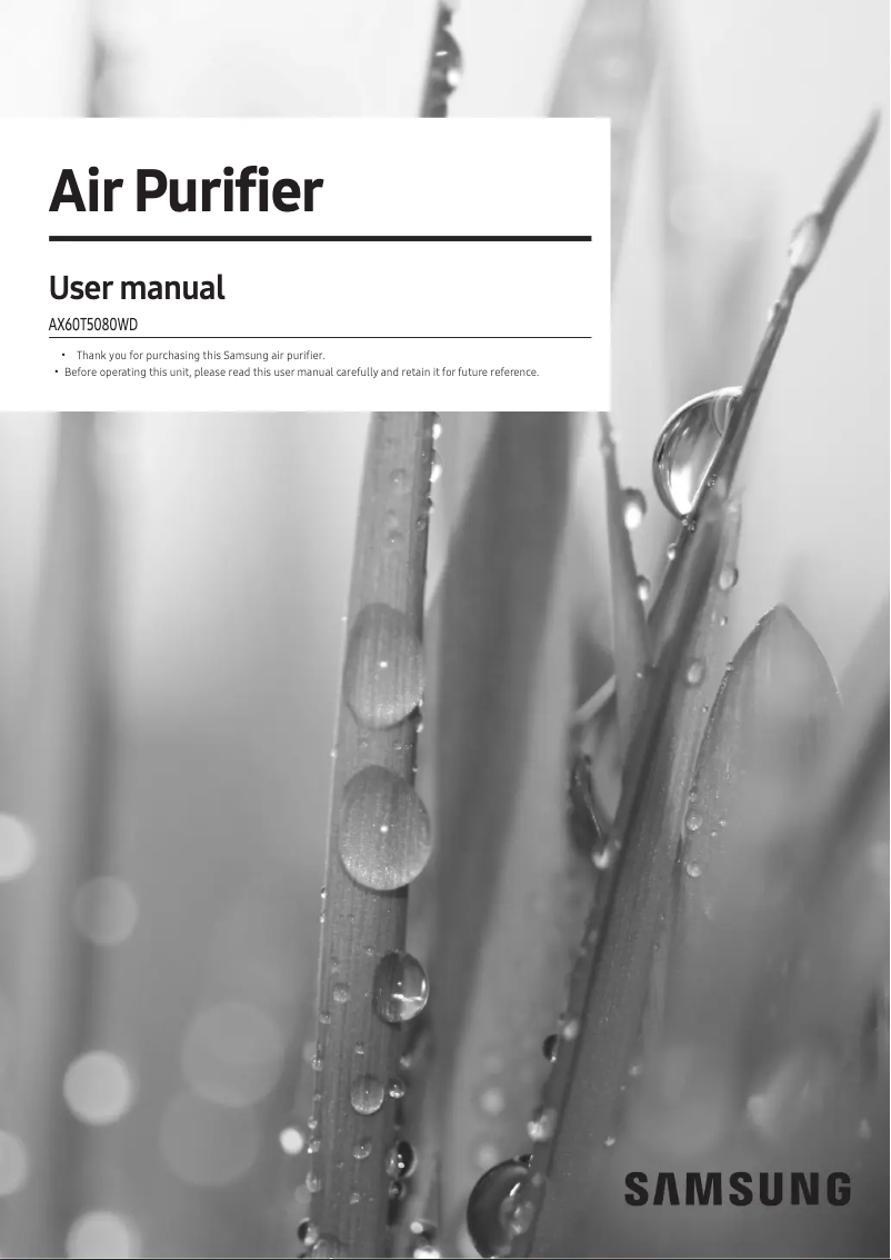 First page image of the manual for AX60T5080WD