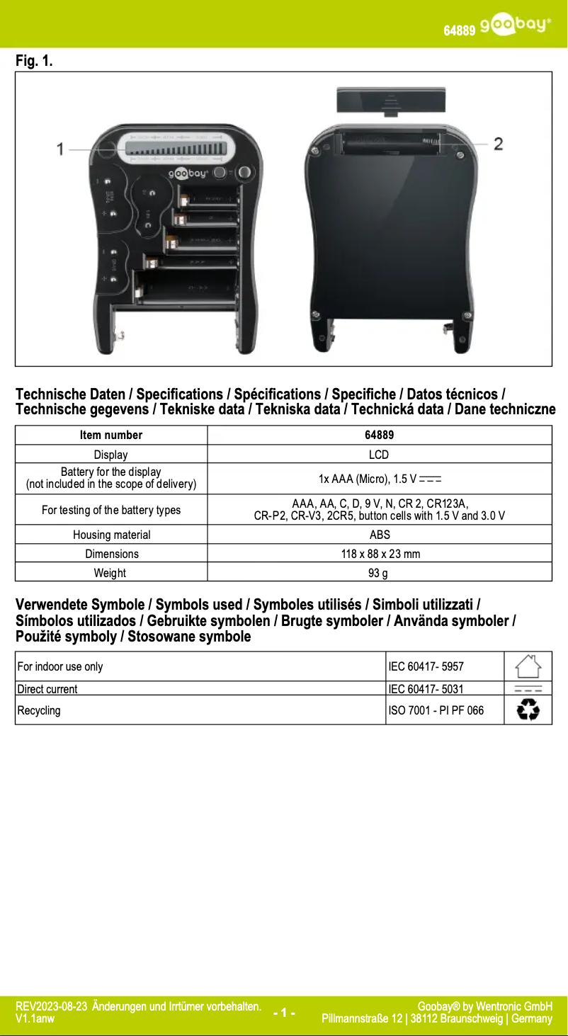 First page image of the manual for 64889