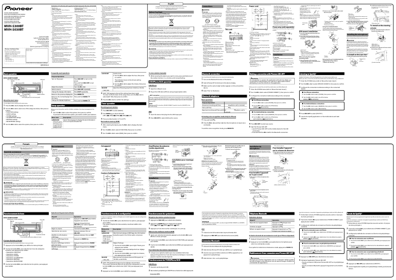 First page image of the manual for MVH-S030BT