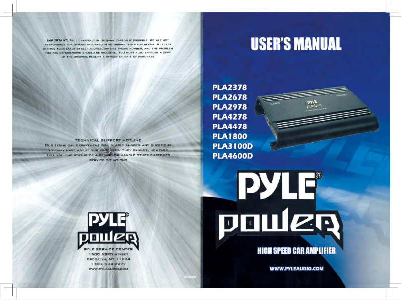 Page 1 of the manual User Manual Pyle PLA3100D