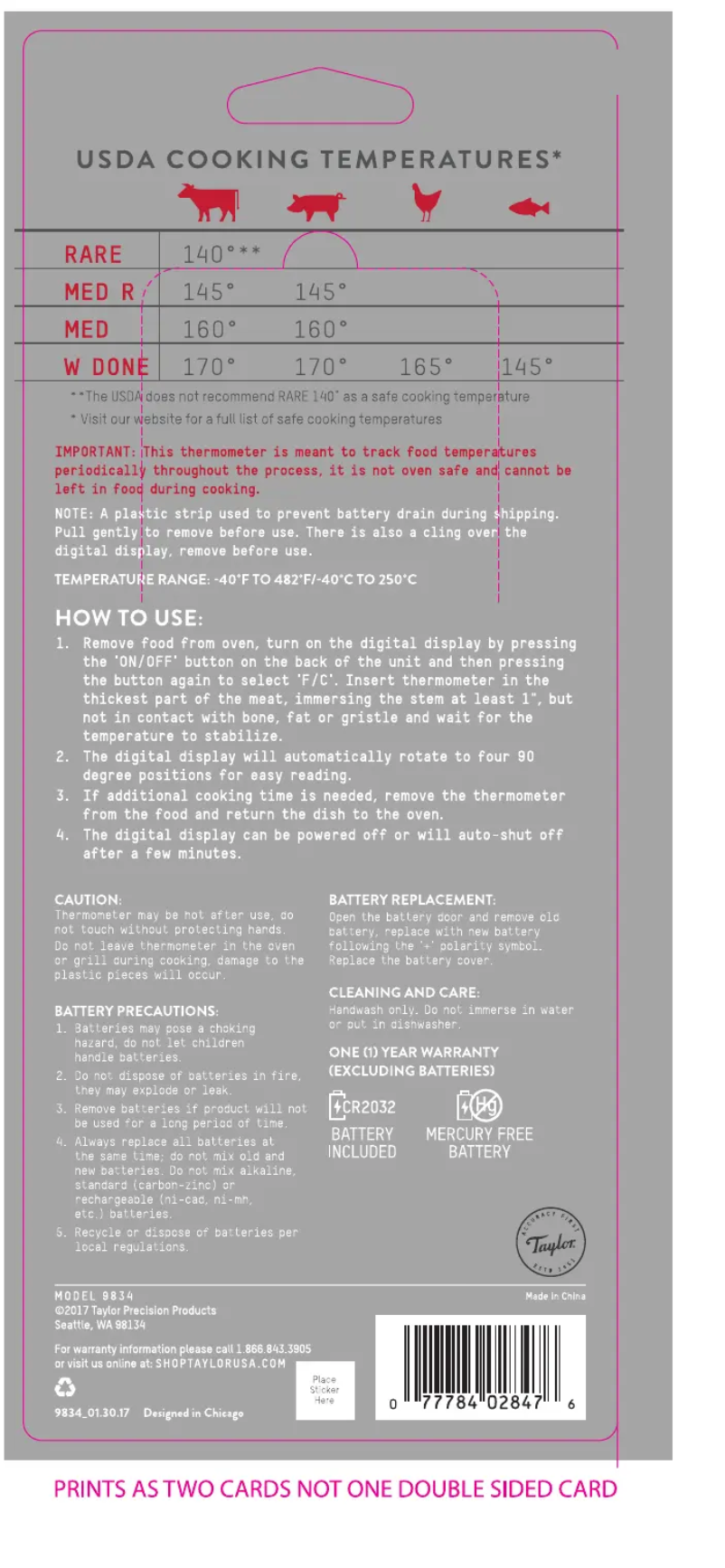 First page image of the manual for 9834